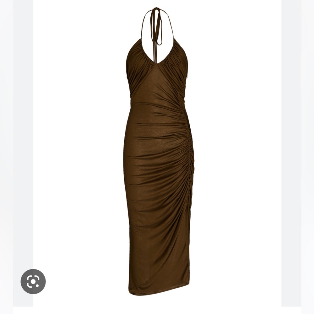 Intermix Ama Ruched Halter Midi Dress